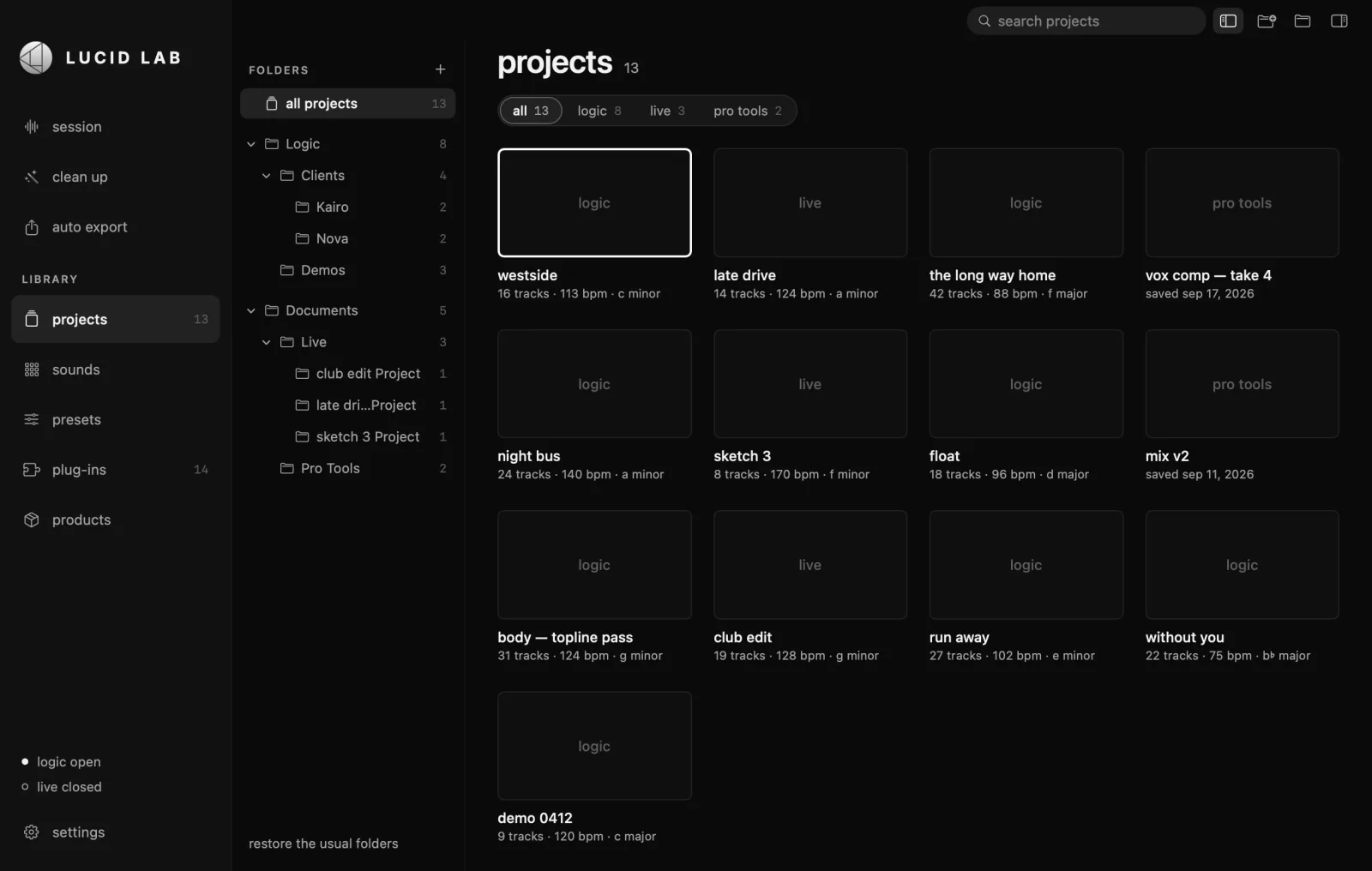All your projects in one list